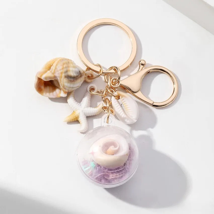 Marine Style Starfish Conch Arylic Unisex Bag Pendant Keychain