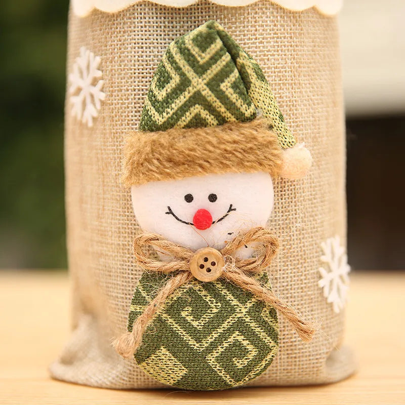 Christmas wine bottle cover wine bag linen Christmas new Champagne wine bottle cover red wine bottle bag dining table dress products