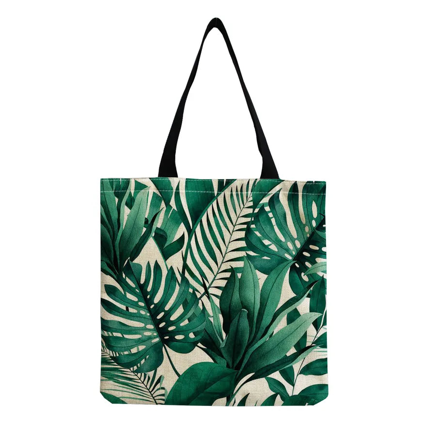 women's tropical leaf shopping bags