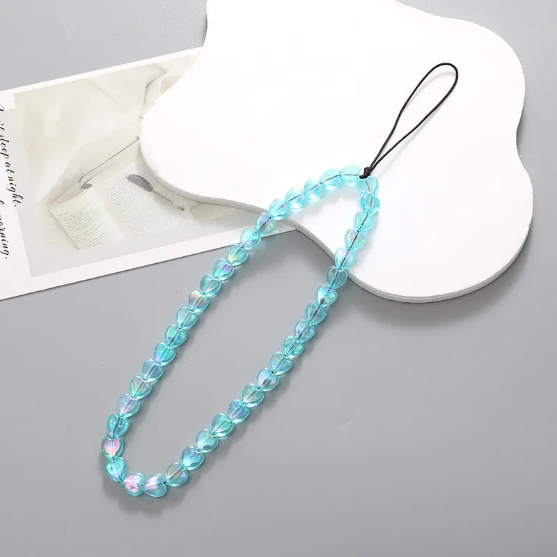 Sweet Heart Shape Arylic Beaded Mobile Phone Chain