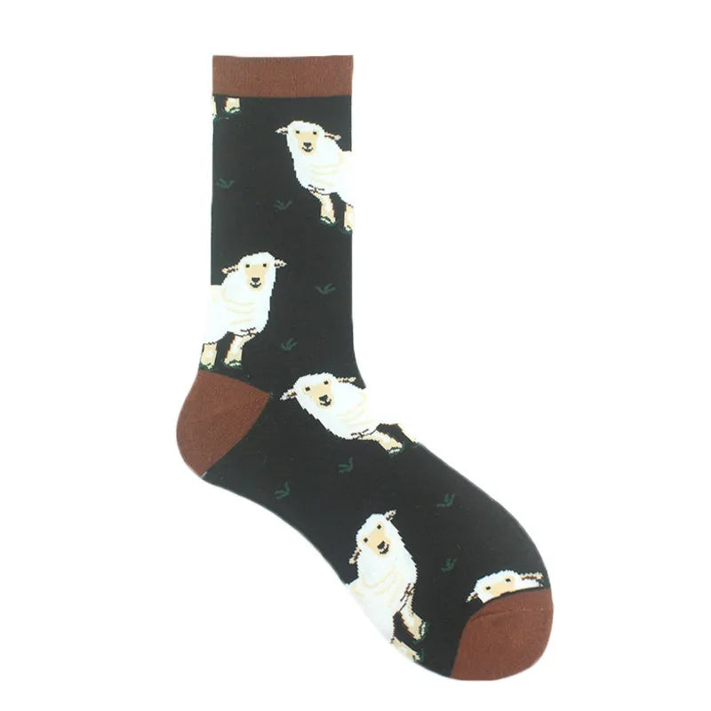men's fashion cartoon nylon cotton printing crew socks a pair