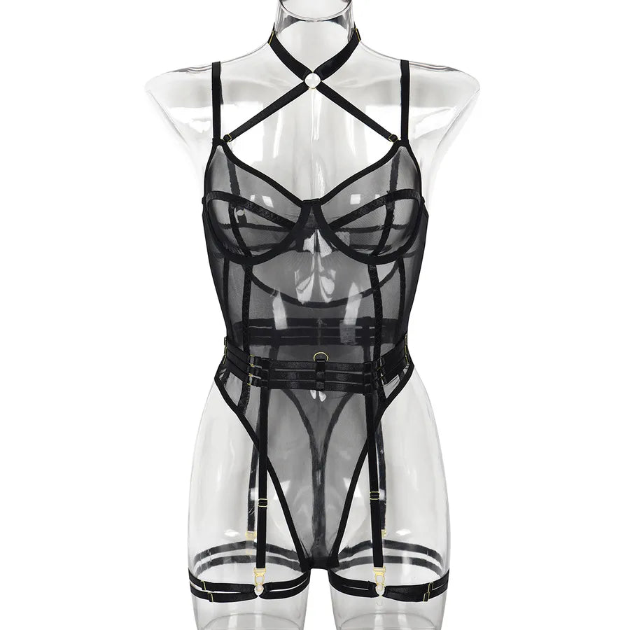 Women's Sexy Multicolor Sexy Lingerie Sets Cosplay Wireless Bra Mid Waist Briefs Shaping Underwear