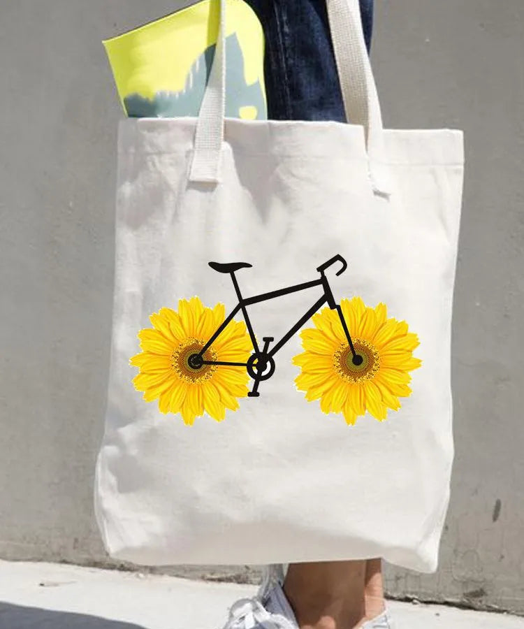 Women's printed shopping bag casual shopping handbag women's shoulder bag large capacity new artistic fresh Women's bag