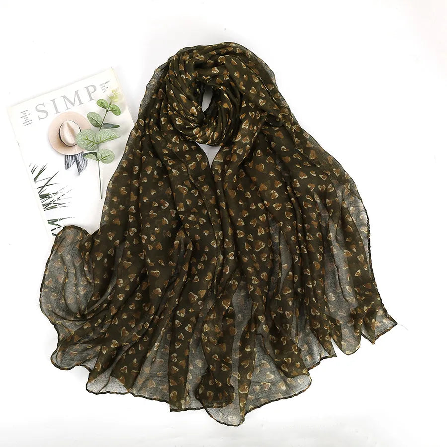 Women's Elegant Heart Shape Voile Printing Scarf