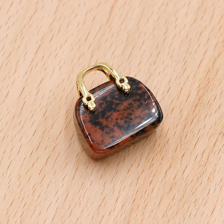 Natural crystal stone mini handbag powder crystal diy pendant ins wind powder crystal decoration creative  wholesale