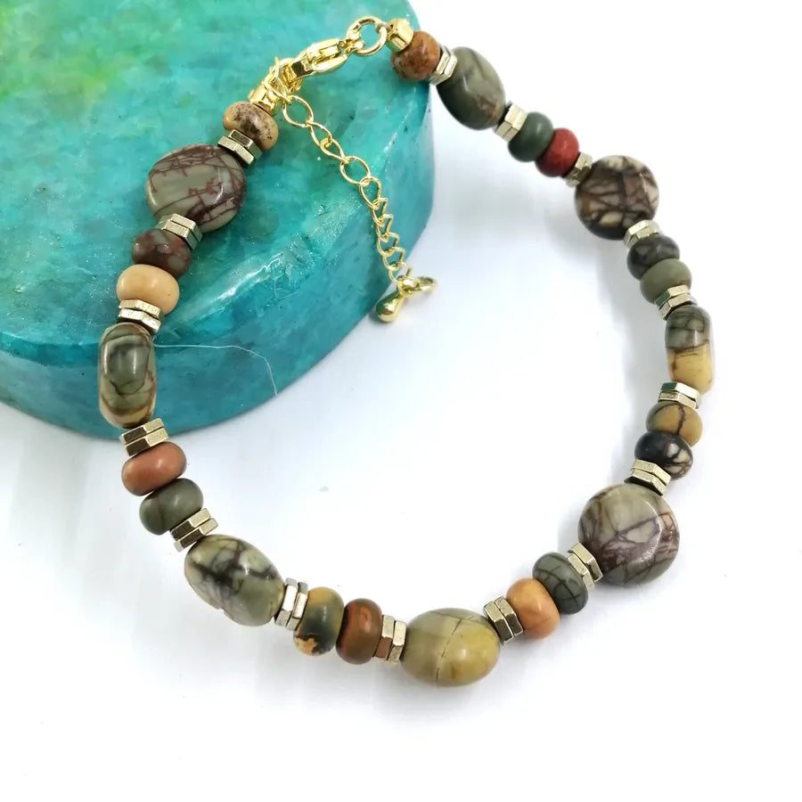 Casual Classic Style Geometric natural stone Picasso Stone Bracelets In Bulk