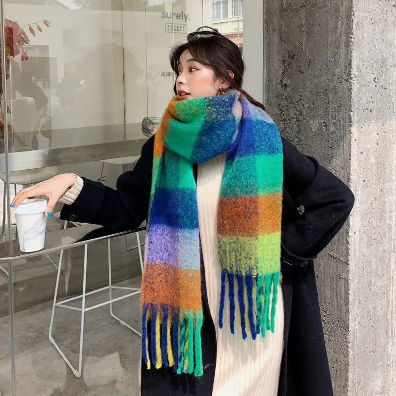 Unisex Casual Simple Style Classic Style Lattice Imitation cashmere Scarf