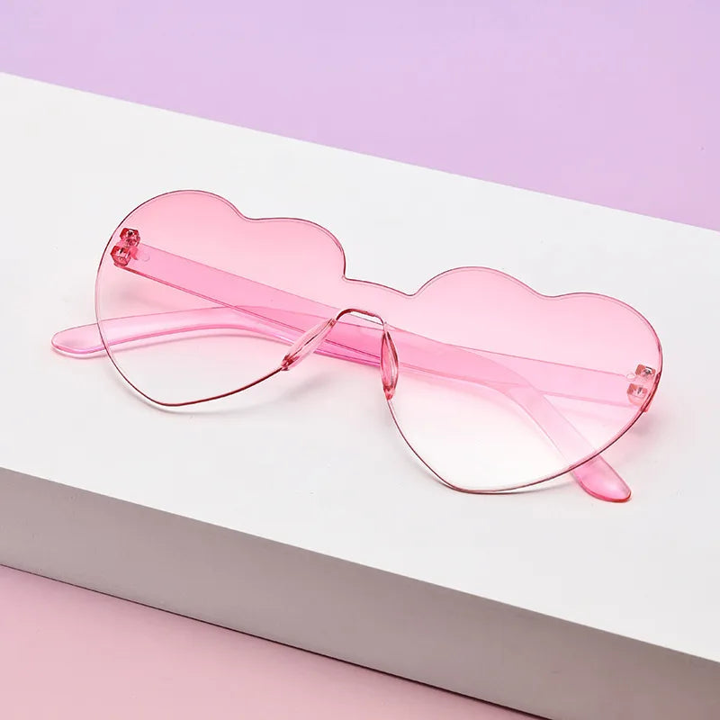Novelty Modern Style Heart Shape Pc Gradient Tinted Lenses Special-Shaped Mirror Full Frame Kids Sunglasses