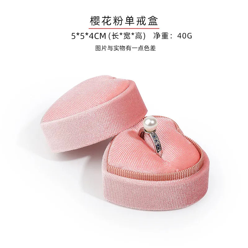 Fashion Heart Shape Corduroy Valentine'S Day Jewelry Boxes