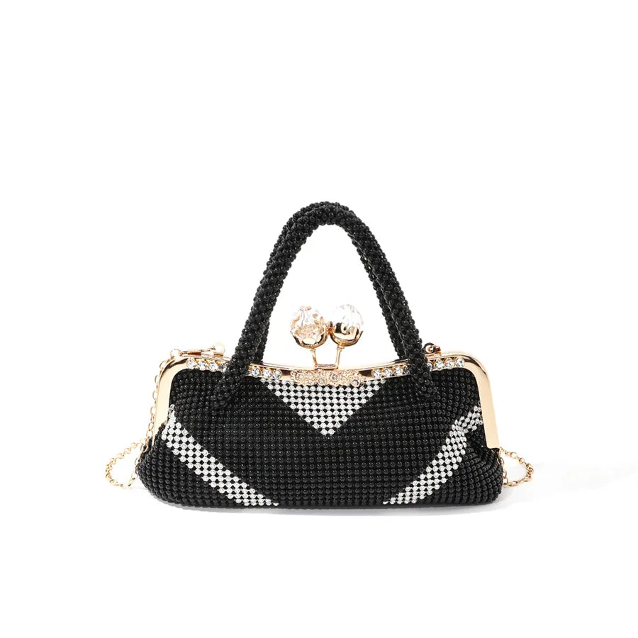 Gold Pink Black Aluminum Solid Color Square Evening Bags