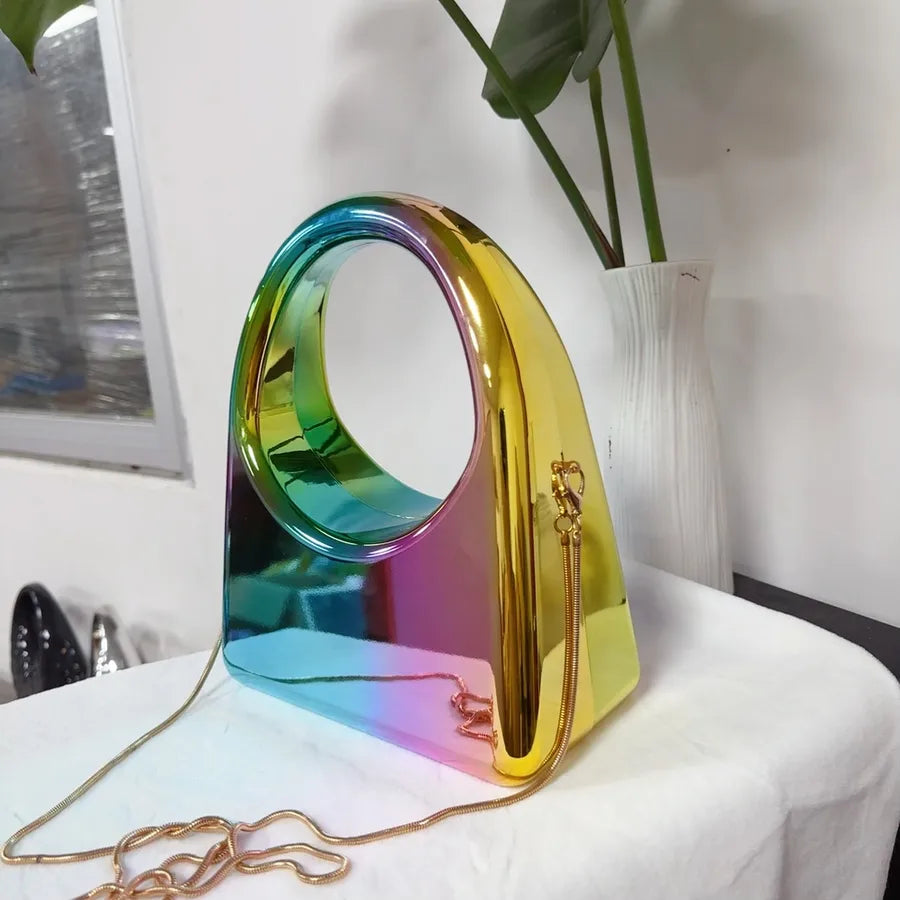 Women's Medium Arylic Gradient Color Elegant Square Magnetic Buckle Square Bag