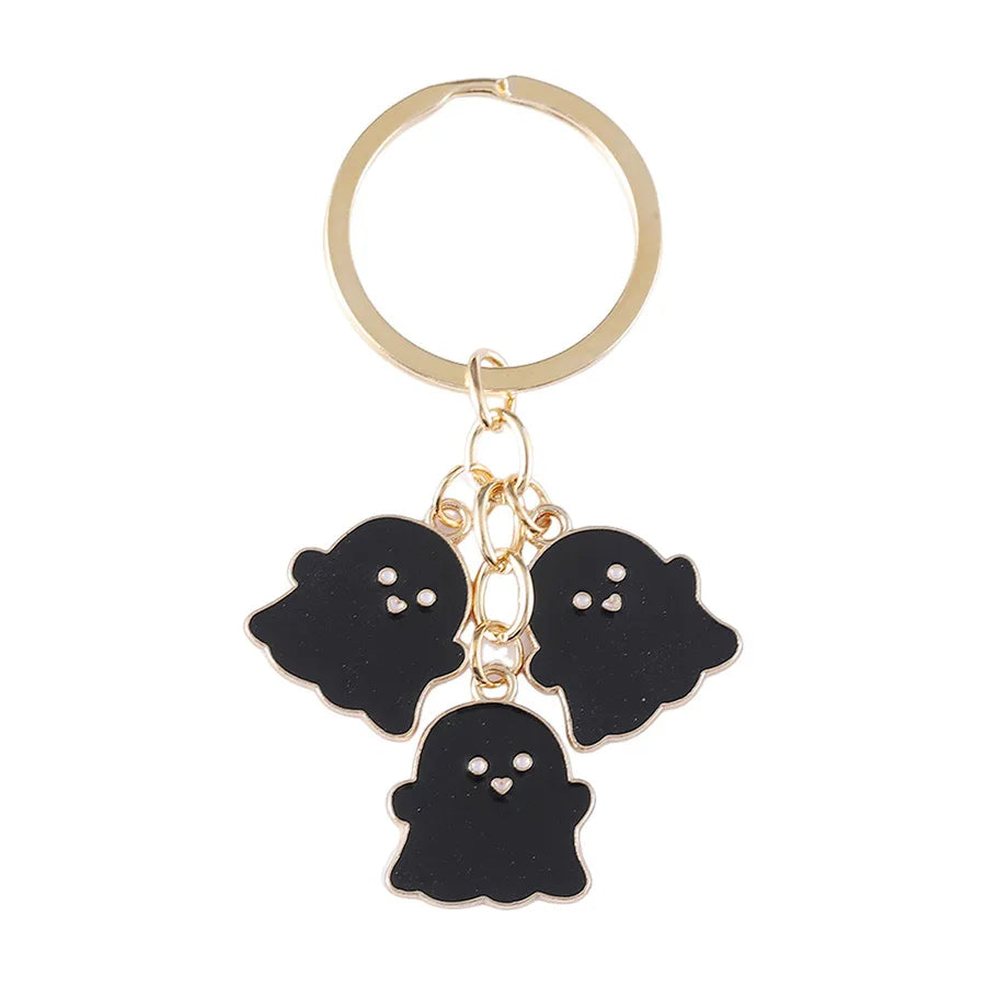 Halloween Ghost Pendants Couple Bookbag Decorations Black White Cartoon Keychains Cute Alloy Skeleton Design Charms Accessories