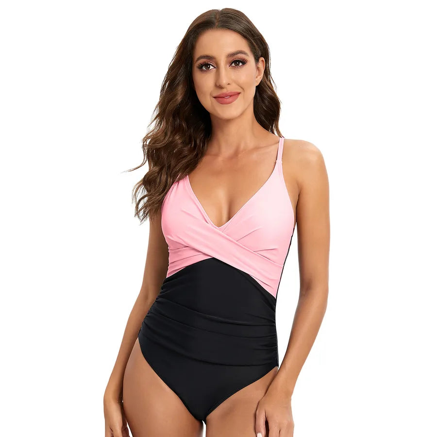 Women's Classic Style Stripe Solid Color 1 Piece One Piece Swimwear
