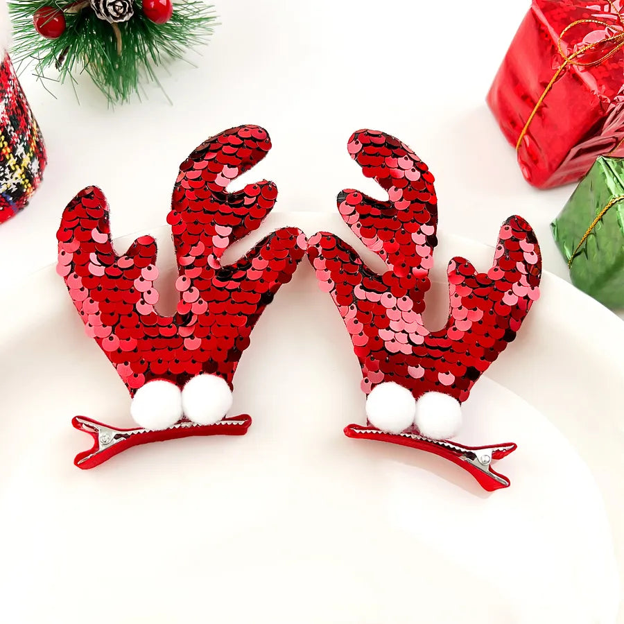 Christmas Antlers Hairpin Internet Celebrity Mori Christmas Tree Barrettes Girl Elk Side Clip Sequins Duckbilled Headdress