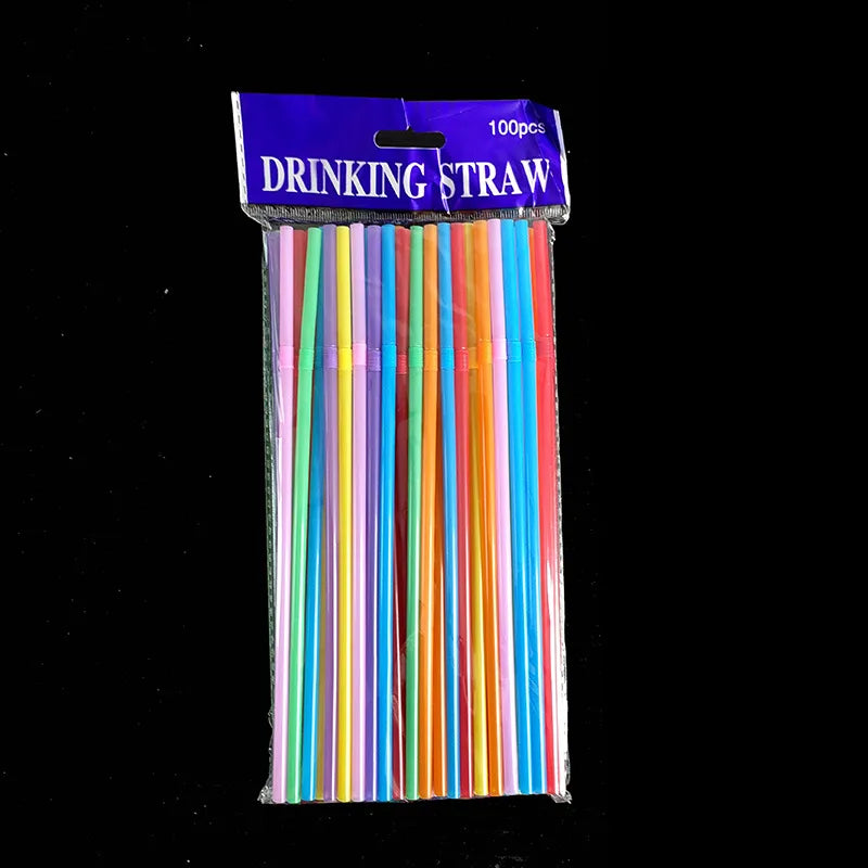 In stock wholesale disposable plastic straw soybean milk beverage thin straw black elbow independent packaging 100 pcs