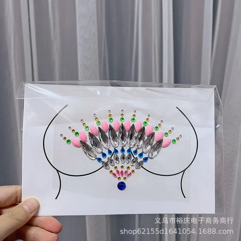 Halloween face stickers chest stickers body tattoo stickers resin acrylic Diamond stickers   tattoo stickers wholesale