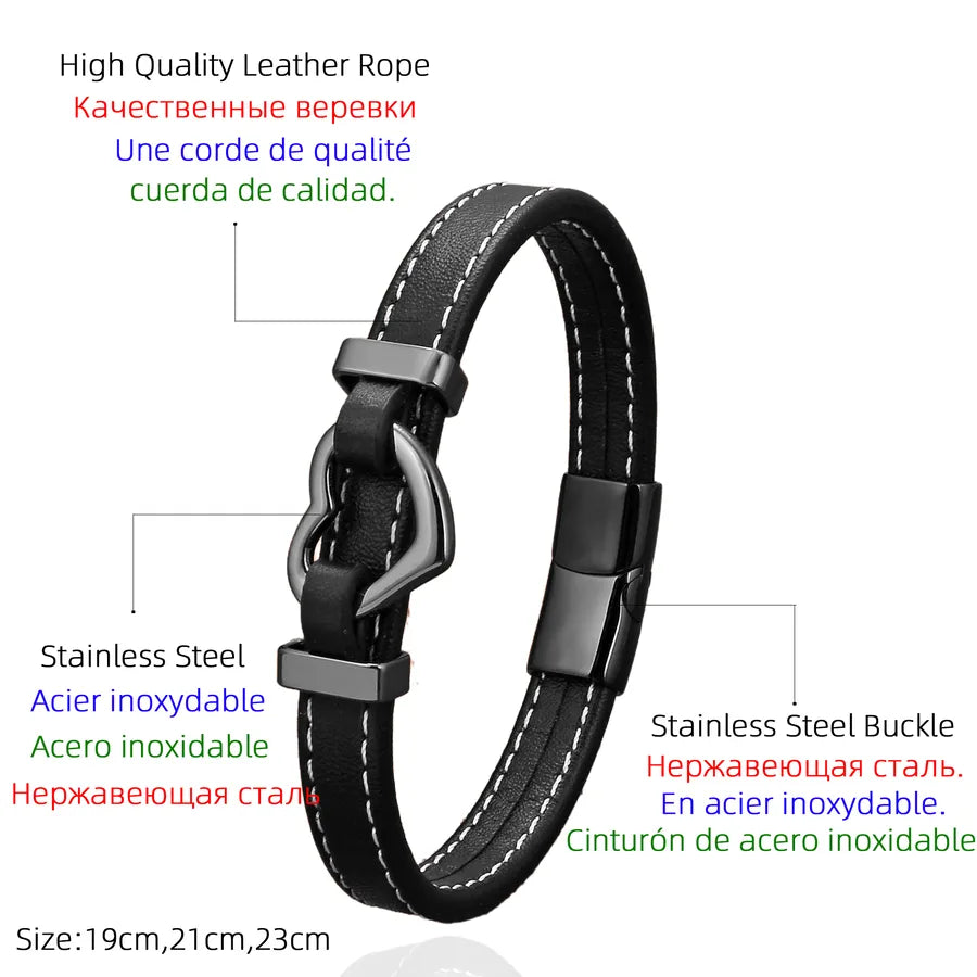 Simple Style Classic Style Heart Shape Leather rope Metal Unisex Bracelets