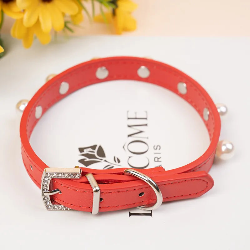 pet collar cat dog alloy brick buckle collar leather pet ring color adjustable big and small circles leather