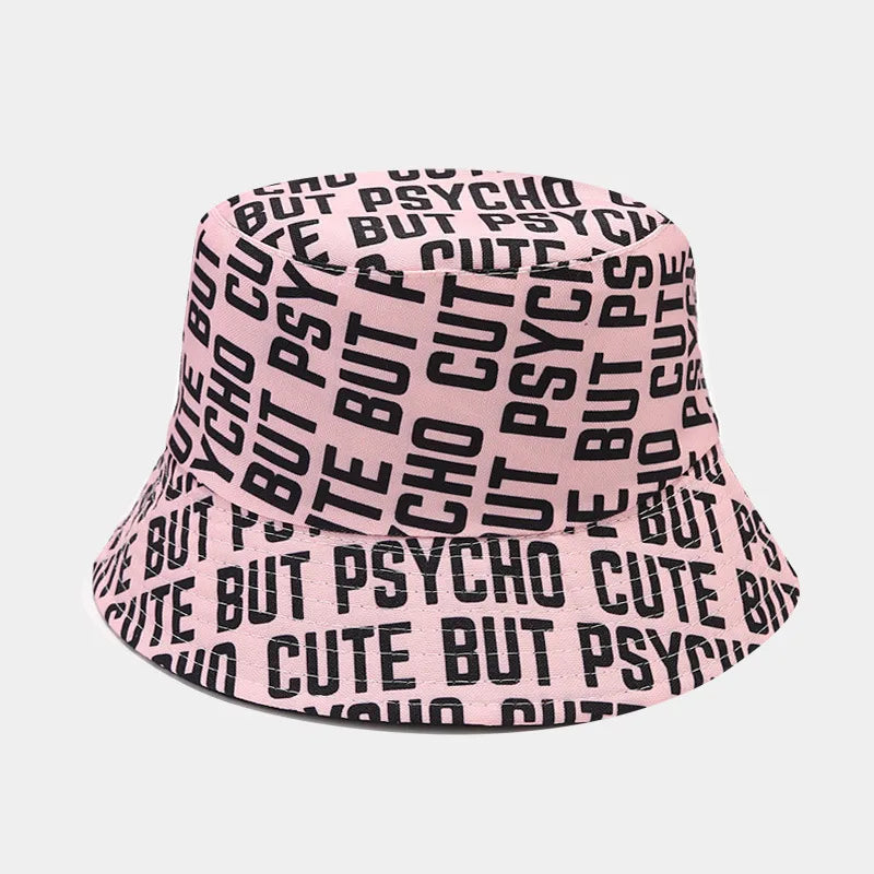 women's elegant basic graffiti printing flat eaves bucket hat