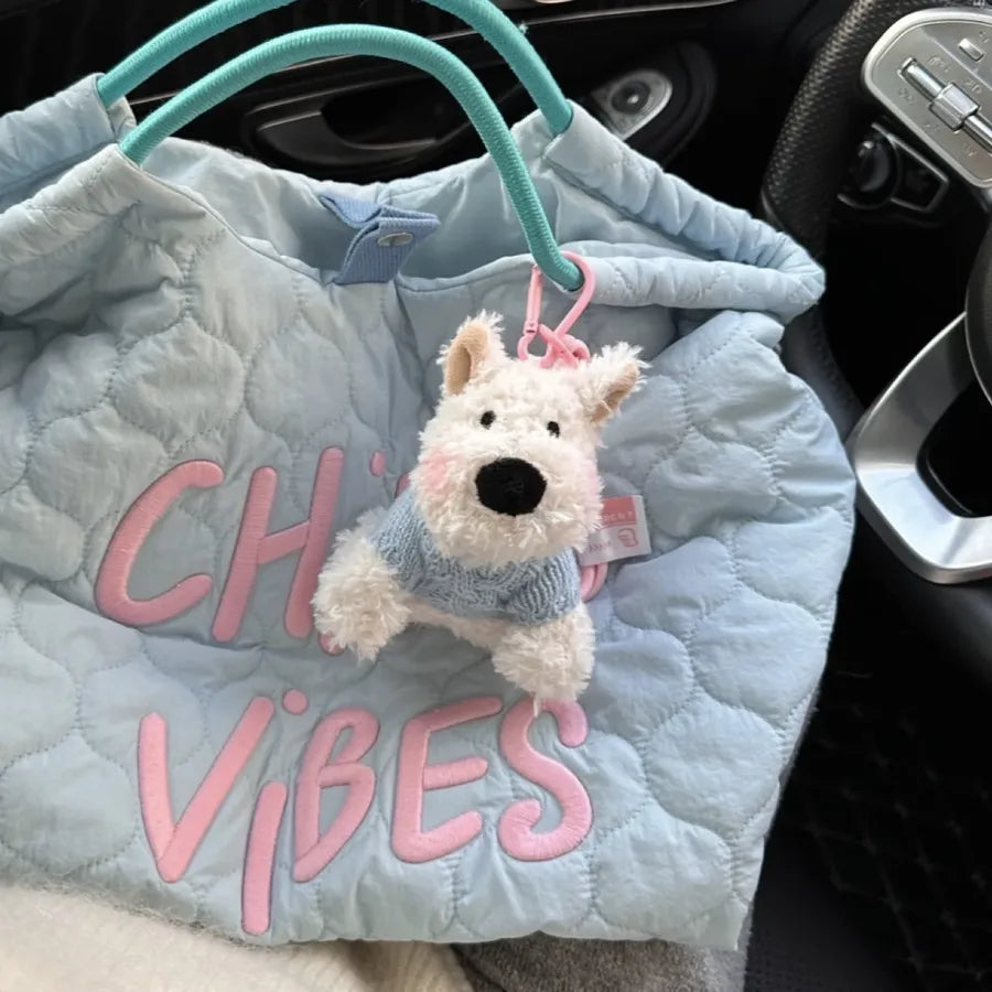 Cute West Highland Bag Pendant Car Ornaments Anti-lost Cartoon Scrub Dog Plush Key Rope Buckle Decoration Wholesale