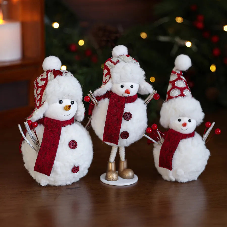 Plush Foam Christmas Snowman Decoration Red Scarf Desktop Display Window Arrangement Cute Doll Holiday Atmosphere Setup Decor