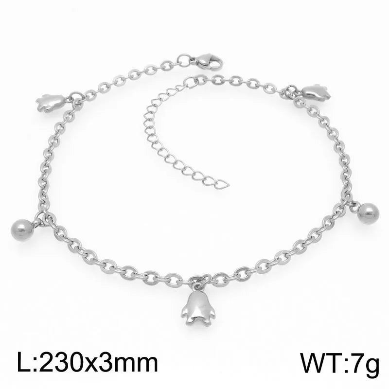 Wholesale Jewelry IG Style Vintage Style Star Moon Cherry 304 Stainless Steel 18K Gold Plated Anklet