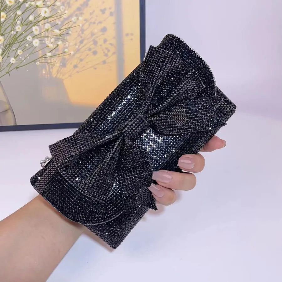 New Sparkling Water Diamond Evening Bag Butterfly Knot Glitzy Dress Bag Ladies Factory Direct Single Shoulder Strap Crossbody Bag