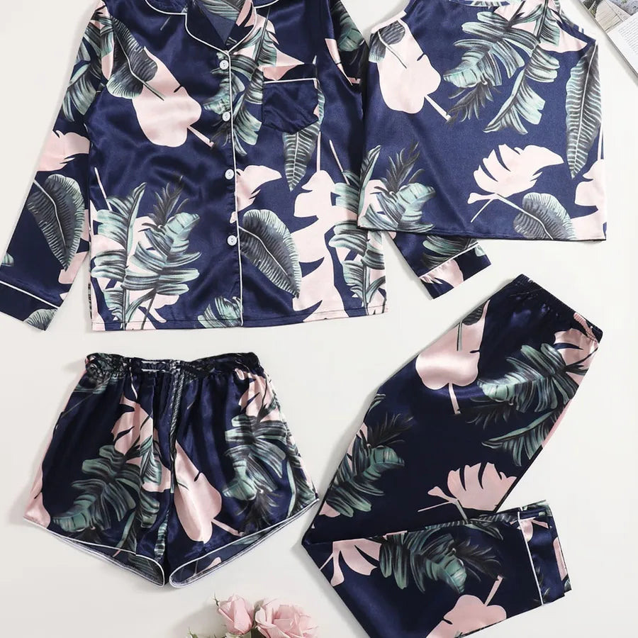 women's fashion tropical polyester printing pants sets