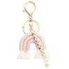 Handcrafted Rainbow Keychain Pendant Cotton Thread Woven Baby Party Ladies Gift Keychain Simple Style Mixed Material Design