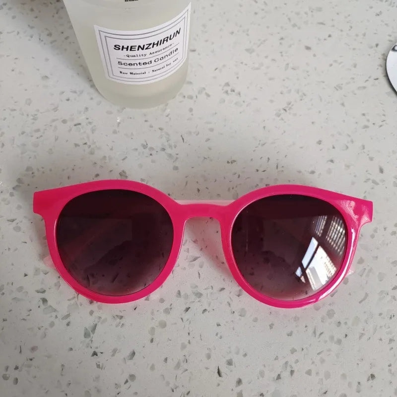 Simple Style Classic Style Solid Color UV400 Protection Resin Round Frame Full Frame Kids Sunglasses
