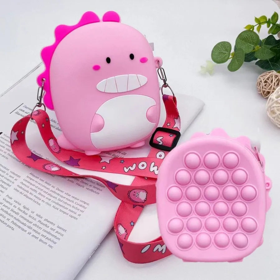 Internet Celebrant Mini New Cute Silicone Dinosaur Small Bag Women's Children's Shoulder Bag Crossbody Bag Mobile Phone Bag Coin Purse