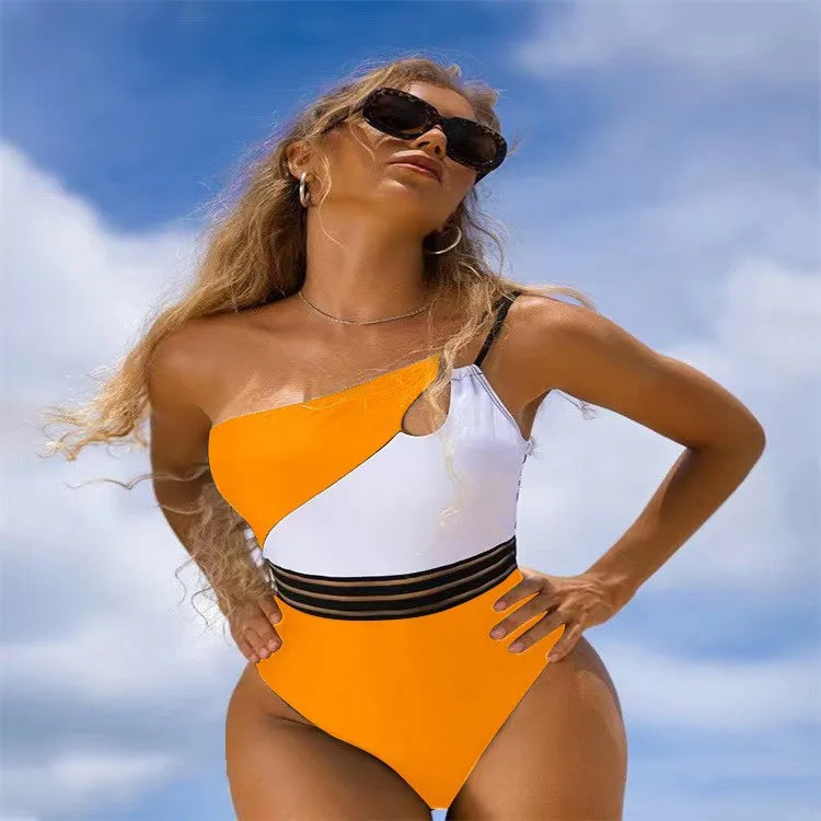 Women's Sexy Color Block Solid Color Leopard 1 Piece One Piece Swimwear