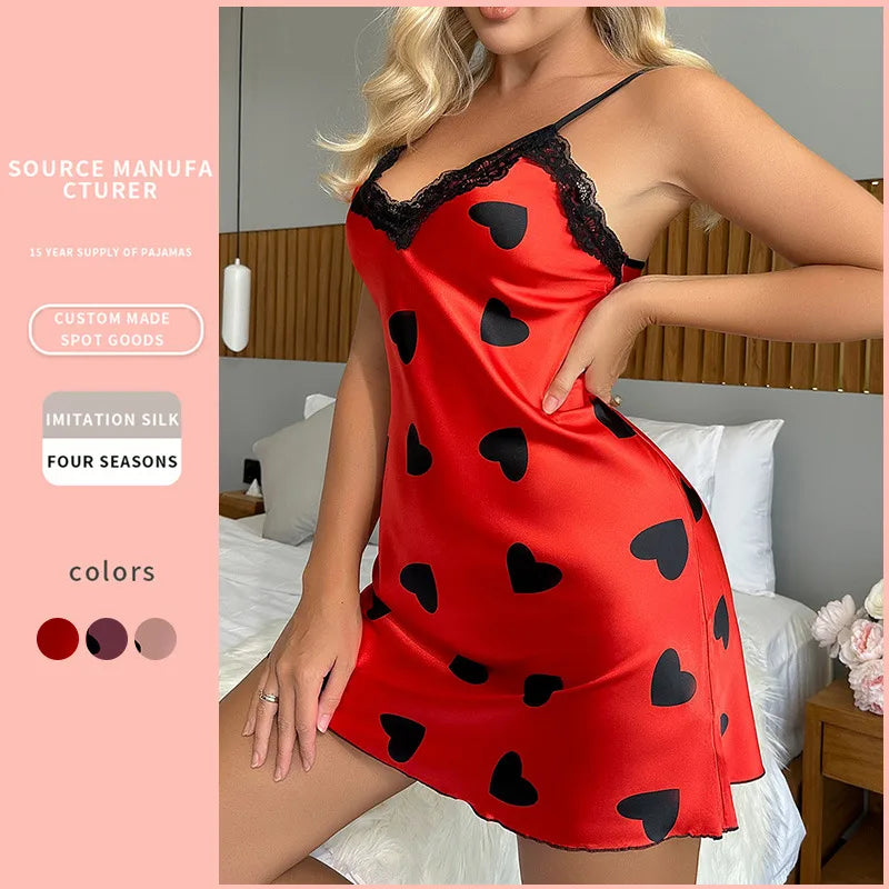 Home Casual Sexy Heart Shape Polyester Pajama Sets