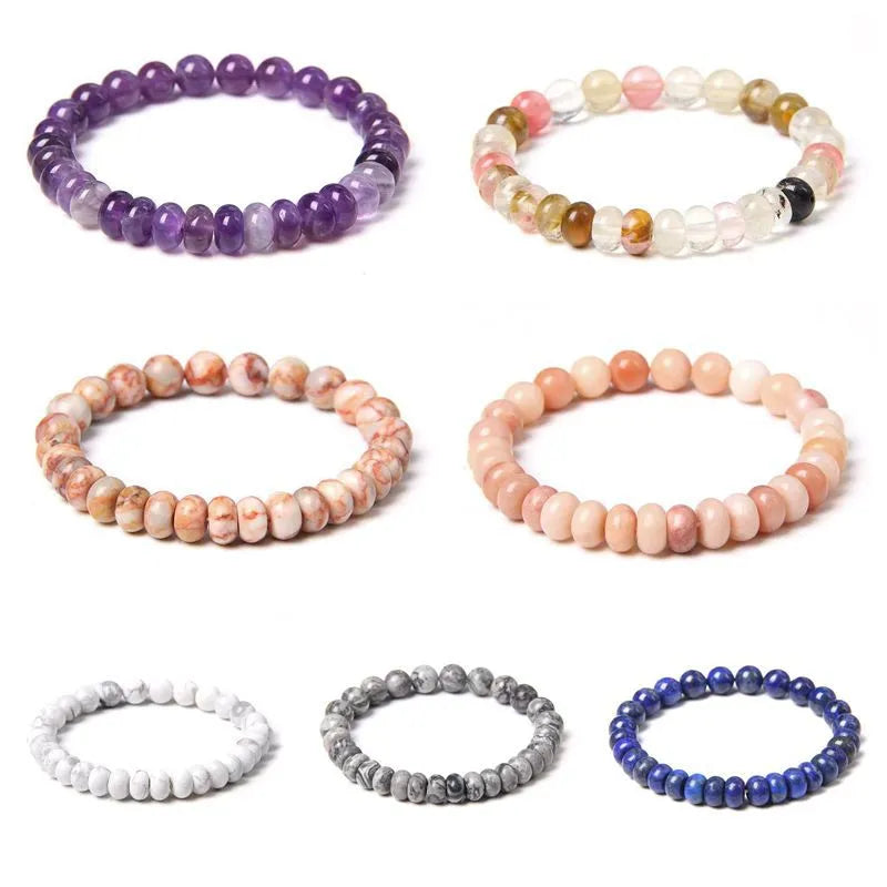 Retro Classic Style Geometric Colorful natural stone Howlite Amethyst  Bracelets In Bulk