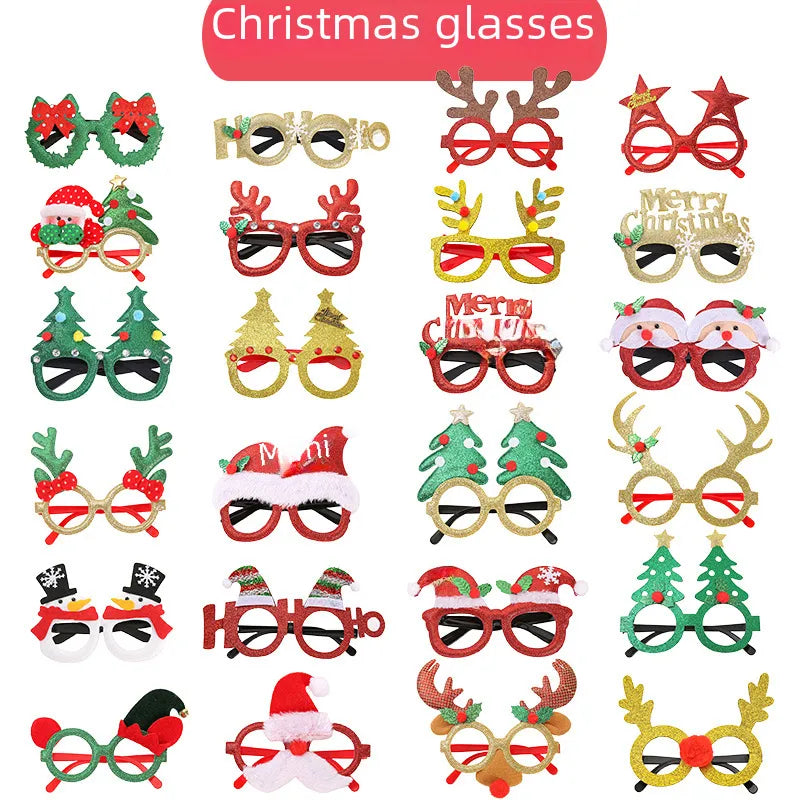 New Christmas Hairband Glasses Frame Halloween Valentine's Day Glasses Santa Claus Glasses Party Christmas