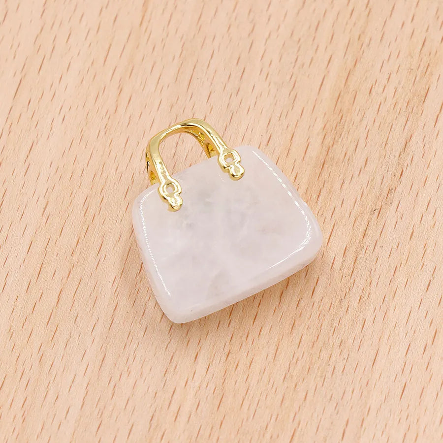 Natural crystal stone mini handbag powder crystal diy pendant ins wind powder crystal decoration creative  wholesale