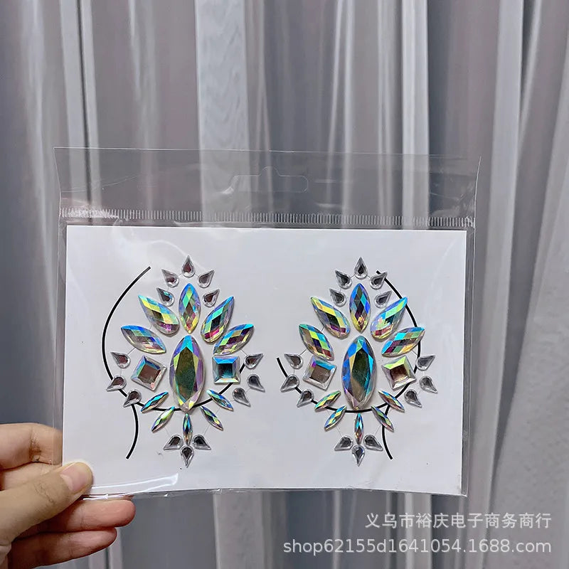 Halloween face stickers chest stickers body tattoo stickers resin acrylic Diamond stickers   tattoo stickers wholesale