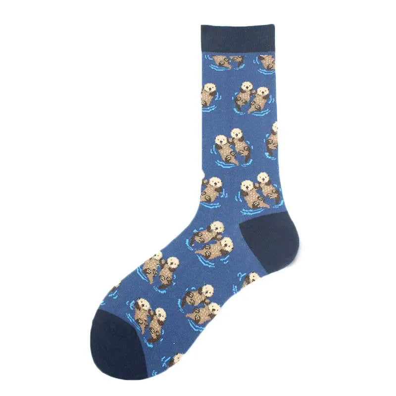 men's fashion cartoon nylon cotton printing crew socks a pair