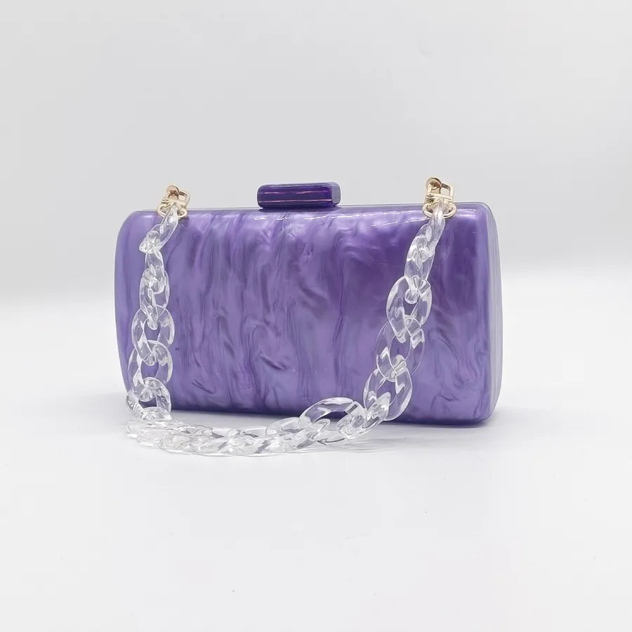 White Purple Green Arylic Solid Color Square Evening Bags