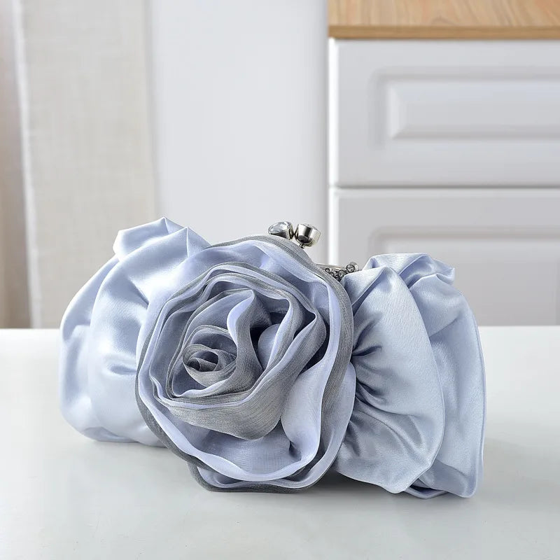 New Diamond Embedded Rose Flower Shaped Evening Handbag Single Shoulder Crossbody Bag Hanfu Cheongsam Clutch Bag Urban Simple Style