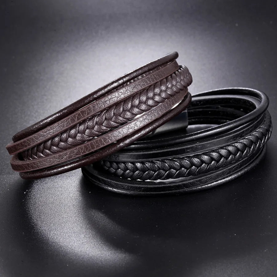 Simple Style Solid Color Titanium Steel Knitting None None Men'S Bangle