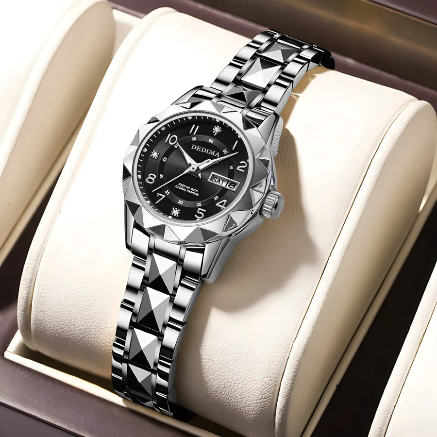 Simple Style Classic Style Color Block Solid Color Butterfly Double Snap Quartz Women's Watches