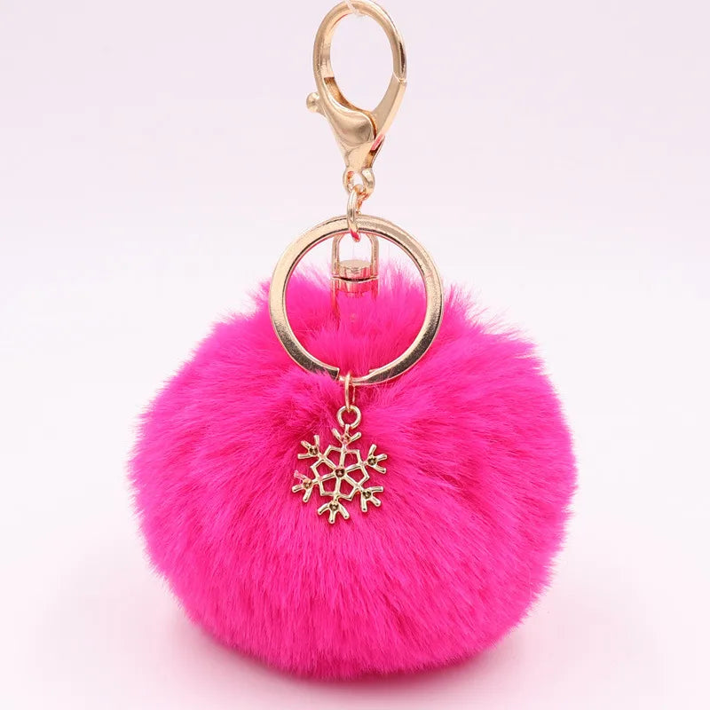 fashion snowflake alloy plush unisex bag pendant keychain 1 piece