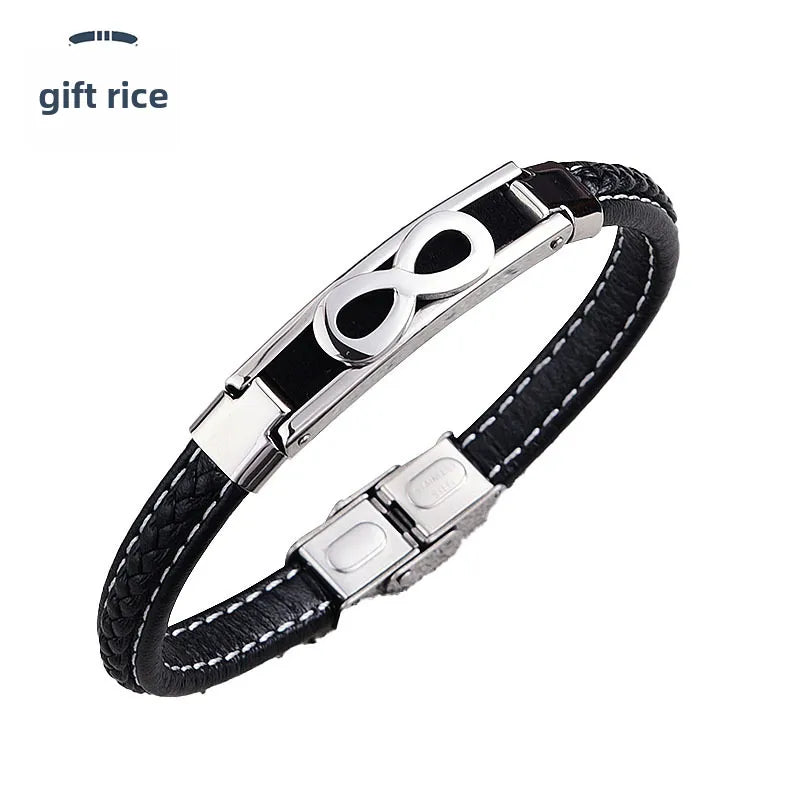 hot infinite love microfiber stainless steel bracelet men's jewelry  fashion boys bracelet  Black Brown