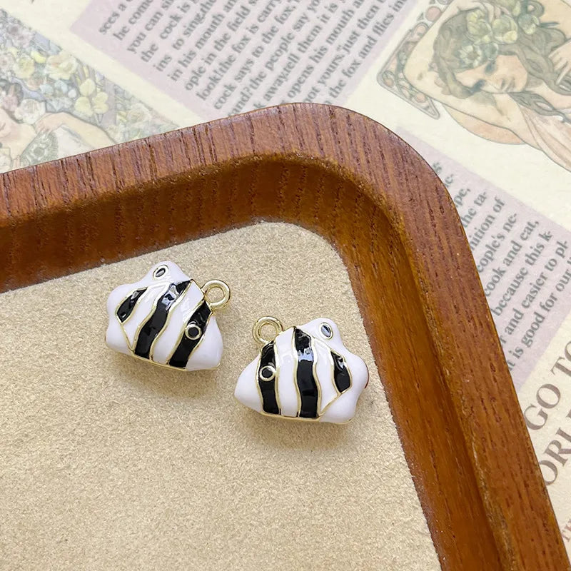 Ocean Tropical Striped Color Block Small Fish Pendant Alloy Enamel DIY Handmade Small Charms Beaded Jewelry