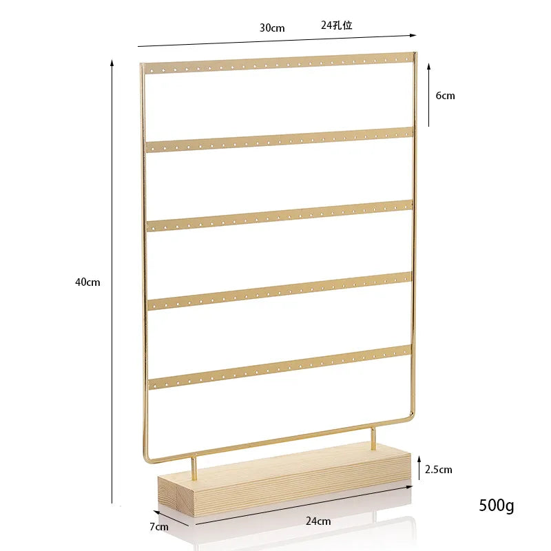 Simple Style Solid Color solid wood Iron Jewelry Display Jewelry Rack