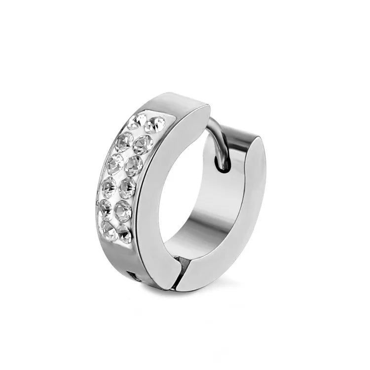 fashion circle titanium steel plating inlay zircon earrings 1 piece