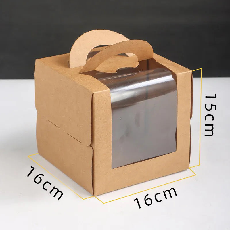 Three three four four six six eight eight inch birthday cake box portable cake box transparent window cake dessert packing box