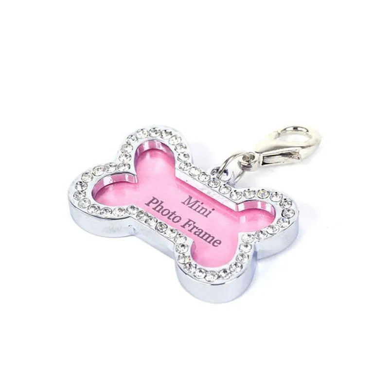 cute bone love heart round card anti-lost information board handwriting pet collar decoration