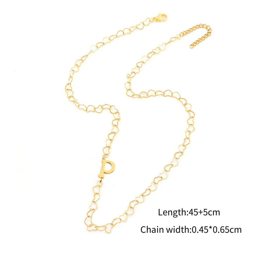 Wholesale Jewelry Elegant Simple Style Classic Style Letter 201 Stainless Steel 304 Stainless Steel Heart-Shaped Chain Pendant Necklace